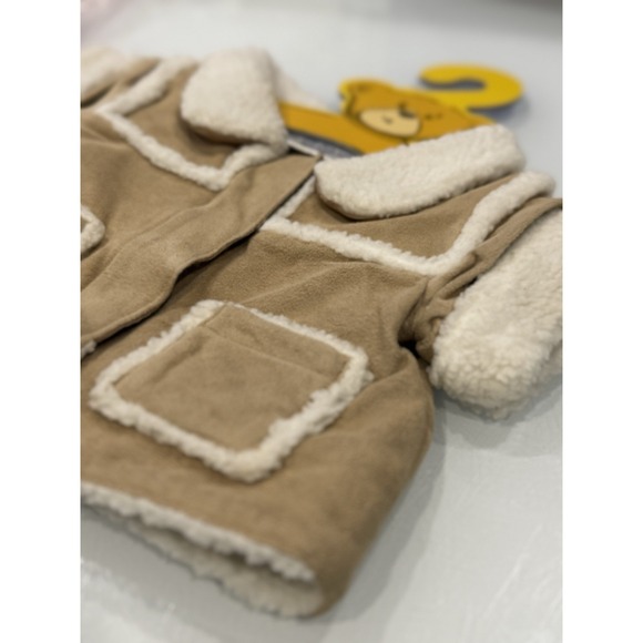 Build A Bear Faux Suede Sherpa Aviator Jacket Collar & Pockets On Hanger w/ Bag - Picture 3 of 7